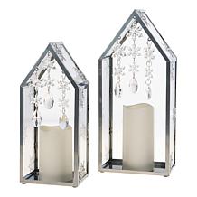 "As Is" august & leo Snowflake & Crystal Metal Lantern - Set of 2
