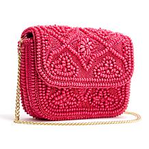 As Is Badgley Mischka Beaded Crossbody Bag with Removable Chain Strap