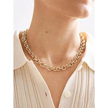 "As Is" BAUBLEBAR 16" Goldtone Polished and Pavé Rolo Chain Necklace