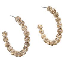 "As Is" BAUBLEBAR Erica Goldtone Pavé Ball Hoop Earrings