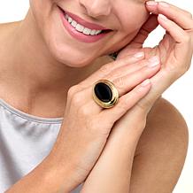 "As Is" Bellezza Bronze Black Chalcedony Antique Replica Solitaire ...