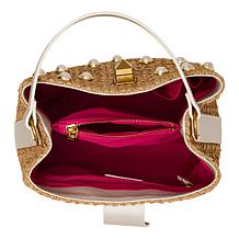 "As Is" Betsey Johnson Pearl Raffia Bucket Bag