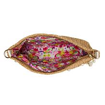 "As Is" Betsey Johnson Raffia Faux Pearl Hobo Bag