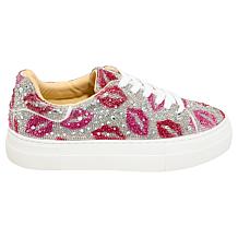 "As Is" Betsey Johnson Sidny Hearts or Lips Rhinestone Sneaker