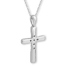 "As Is" Bright Halo Lab Grown Diamonds 0.26ctw Cross Pendant with 1...