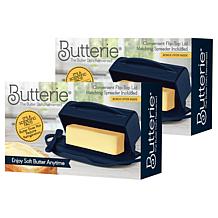 "As Is" Butterie 2-pack Flip-Top Butter Dish with Matching Spreader...
