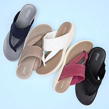 "As Is" BZees Canvas Bright Thong Wedge Sandal