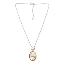 "As Is" C Lopez Cultured Pearl & Mother-of-Pearl Oval Pendant w/ Chain
