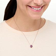 "As Is" C. Lopez Rose Gold-Plated Garnet & Zircon Clover 18" Necklace