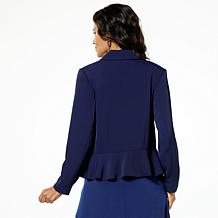 "As Is" C Wonder by C. Siriano Hot Fix Crystal-Detailed Peplum Blazer