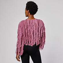 "As Is" C Wonder by Christian Siriano Mesh Ruffle Tie Top