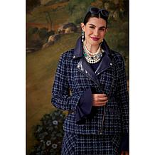 "As Is" C Wonder by Christian Siriano Tweed and Faux Leather Moto J...