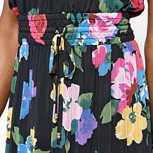 "As Is" C Wonder Mesh Printed Flutter Sleeve Tiered Dress