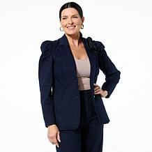 "As Is" C Wonder Puff-Shoulder Denim Blazer