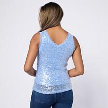 "As Is" C. Wonder Sequin Tank Top with Lace Trim