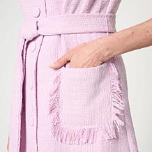 "As Is" C Wonder Tweed Fringe Trim Vest Dress