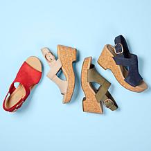 "As Is" Clarks Collection Giselle Rose Nubuck Wedge Sandal