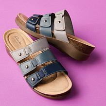 "As Is" Clarks Colltn Calenne Lily Heritage Casual Leathr Wedge Sandal