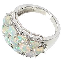 "As Is" Colleen Lopez 3-Row Gemstone and White Zircon Scalloped Ring
