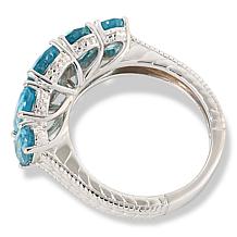"As Is" Colleen Lopez Blue Zircon Sterling Silver 5-Stone Ring