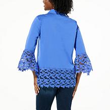 "As Is" Colleen Lopez Button-Front Tunic with Lace Detail