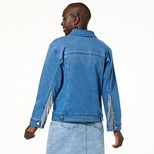 "As Is" Colleen Lopez Denim Jacket with Rhinestone Fringe