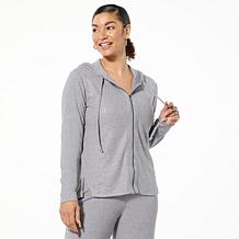 "As Is" Colleen Lopez Embellished Sweater Knit Zip-Front Hooded Car...