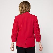 "As Is" Colleen Lopez Embroidered Button-Front Woven Blazer
