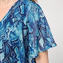 "As Is" Colleen Lopez Flutter Sleeve Rounded Hem Woven Shrug