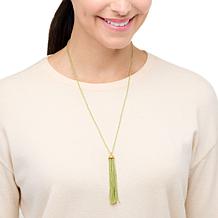 "As Is" Colleen Lopez Gemstone Bead Tassel Drop 24" Necklace