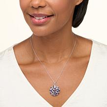 "As Is" Colleen Lopez Iolite & Zircon Round Cluster Pendant with Chain