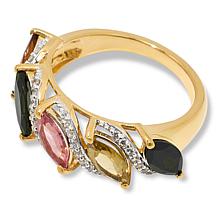"As Is" Colleen Lopez Multicolor Tourmaline and White Zircon Band Ring