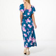"As Is" Colleen Lopez Off-the-Shoulder Printed Knit Maxi Dress