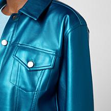 "As Is" Colleen Lopez Pearlized Faux Leather Jacket 