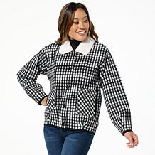"As Is" Colleen Lopez Plaid Jacket with Faux Fur Collar