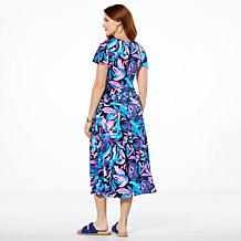 "As Is" Colleen Lopez Printed Jersey Knit Dress with Shirred Waist