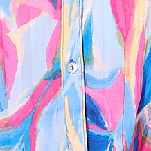 "As Is" Colleen Lopez Printed Woven Dolman Top with Button Front