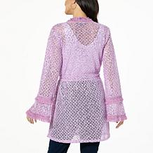 "As Is" Colleen Lopez Sparkle Net Topper with Fringe Trim