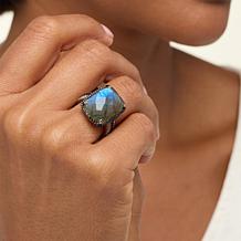 "As Is" Colleen Lopez Sterling Silvr Labradorite, Spinel & Zircon Ring