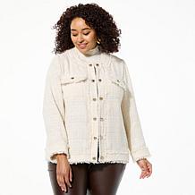 "As Is" Colleen Lopez Tweed Jacket with Decorative Heart Buttons