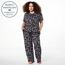 "As Is" Comfort Code Peached Jersey Knit 2-pc Ruffle-Trim Pajama Set