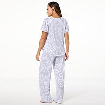 "As Is" Comfort Code Peached Jersey Knit 2-piece Ruffle-Trim Pajama...
