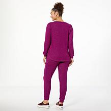 "As Is" Comfort Code Shimmer Waffle Knit 2-pc Jogger Pant Lounge Set