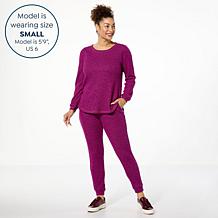 "As Is" Comfort Code Shimmer Waffle Knit 2-pc Jogger Pant Lounge Set