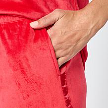 "As Is" Comfort Code Silky Velvet Satin Trim 2-piece Top and Pant S...
