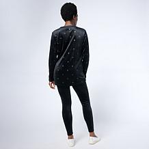 "As Is" Comfort Code Velour Knit Foil Trim Tunic and Legging Set