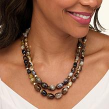 "As Is" Connie Craig Carroll Jewelry Jordan Agate Bead Double-Layer...