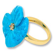 "As Is" Connie Craig Carroll Jewelry Laura Carved Gem Flower Ring