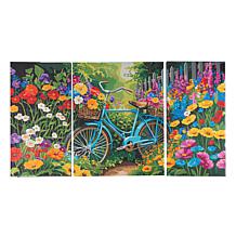 "As Is" Craft Buddy Crystal Art Bicycle Garden Canvas Triptych