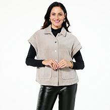 "As Is" Democracy Drop Shoulder Plush Button Front Vest